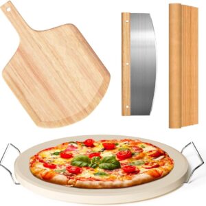 Artisan Pizza Oven Stone Set with Wooden Peel
